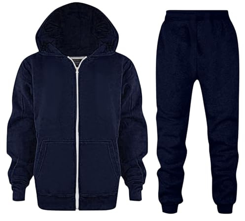 Survêtement complet 2 pièces pour enfants avec fermeture éclair sur toute la longueur, pantalon de jogging confortable et doux avec poches pour garçons et filles, pour l'école, la maison, le salon