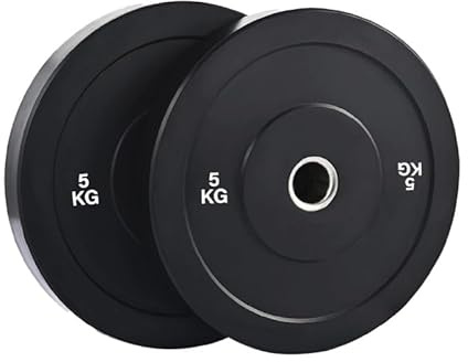 Bumper Weight Plates for Olympic Barbells, High-Density Rubber with Steel Core, 1.25kg–25kg Pairs and Sets from 45kg to 250kg, Home Gym Strength Training (5 kg - Pair)