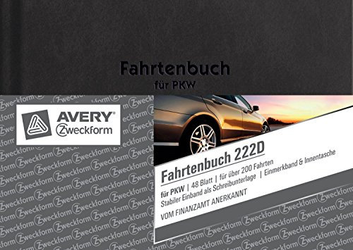 AVERY Zweckform 222D Hardcover Fahrtenbuch PKW (Finanzamt anerkannt, DIN A6 quer 148x105mm, 80 Seiten|230 Fahrten, Deutschland & Österreich, Abgrenzung privater/geschäftlicher Fahrten) 1 Stück
