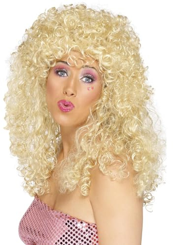 Smiffys Boogie Babe Wig, Blonde Long, Curly, 1980's Fancy Dress, Adult Dress Up Wigs Halloween