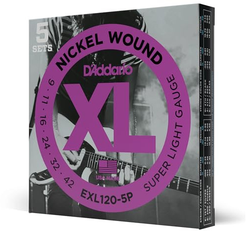 D'Addario XL Nickel EXL120-5P Electric Guitar Strings, 09-42, 5 Sets
