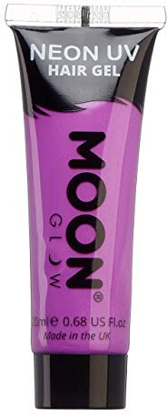 Moon Glow Gel para el cabello Neon UV - Tinte temporal para lavar el cabello - ¡Pico y brilla! Morado intenso 20 ml (Paquete de 1)