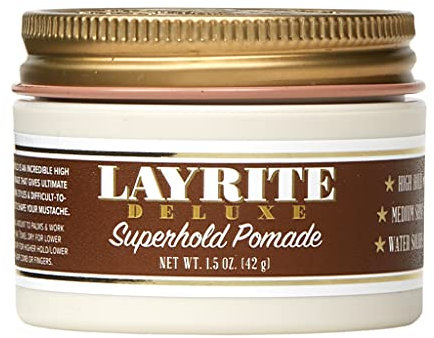 Layrite Superhold Pomade 42g | Starker Halt | Wasserlöslich | Mittlerer Glanz