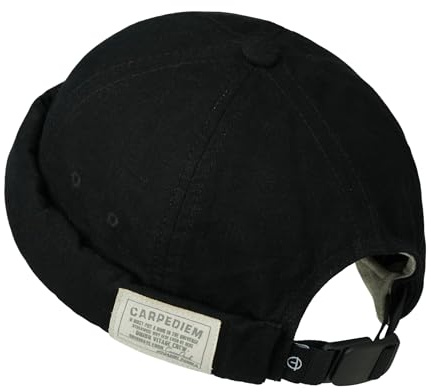 CLAPE Casquette sans Visière Coton Bonnet Docker Chapeau Marin Pliable Réglable été Beret pour La Pêche Noir Black GD43