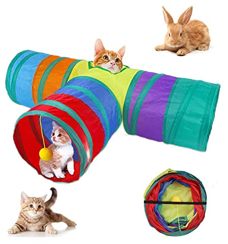 Katzentunnel,3 Wege Katzenspielzeug Tunnel,Pet Play Tunnel Tube,Spieltunnel für Katze, Welpen,Kitty,Kätzchen,Kaninchen