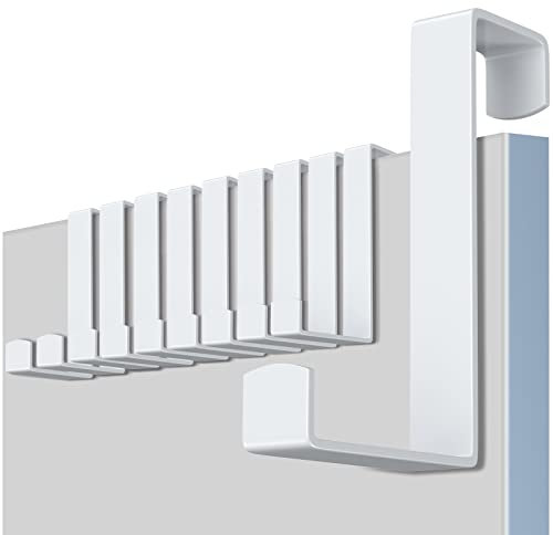 MOSUO Perchero Puerta, 10 Piezas Colgador Puerta Acero Inox Ganchos Puerta Sin Taladrar Ganchos para Colgar Adecuado Para Dormitorio, Baño, Cocina, Armario, Blanco