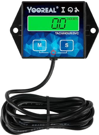 Yooreal Digital Bakgrundsbelysning Varvräknare Timmätare, Återställningsbara timmar, Utbytbar batterimotor för gräsklippare Generator Motorsåg Utombordsmotor Snöslunga Gasdriven utrustning