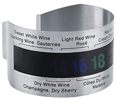 Pulsera Termómetro de Vino LCD Fabricada en Acero Inoxidable. Portátil para Medición de Temperatura Corporal o de Botella, Sensor de Temperatura de Pulsera de Vino Tinto
