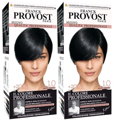 Tinta Capelli Colore Professionale a Domicilio, Valorizza Riflessi e Brillantezza 1.0 NERO EBANO (2 Unità)