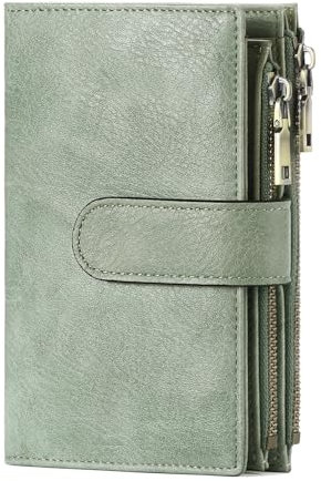 GOIACII Geldbörse Damen Große Kapazität RFID Portemonnaie Mittelgroß Geldbeutel Doppelter Reißverschluss Brieftasche für Frauen