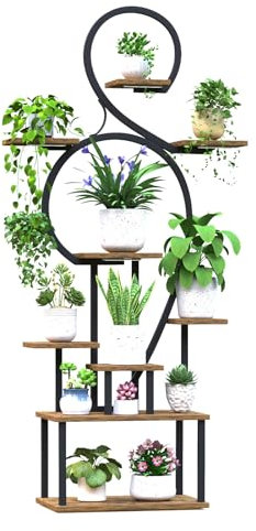 POZILAN Pflanzenständer für den Innenbereich mit Wachstumslicht – 9 Etagen, 160 cm hoch, Zimmerpflanzenregale für mehrere Pflanzen, großes Pflanzenregal mit Wachstumslicht, beleuchteter