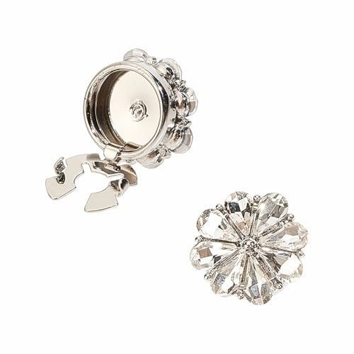 NICENEEDED 2 pz. Copri Bottoni In Strass Argento, Copri-Bottone A Forma di Manica A Fiore, Senza Cuciture, Clip per Bottoni Istantanei, Pulsante Decorativo