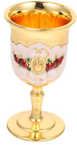 Alipis Copa De Vino De Aleación De Zinc, Diseño Floral Incrustaciones, Irrompible y Reutilizable, Para Bar y Picnic, Copa Multifuncional Para Bebidas Frías y Calientes