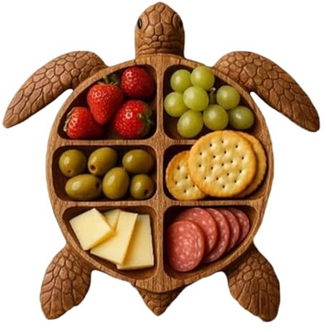 Genérico Tabla De Charcutería | Tabla De Quesos Con Diseño De Tortuga Y Bandeja De Servir - Plato De Madera Para Cenas, Aperitivos Y Decoración De Mesa Para Bodas, Cumpleaños Y Regalos