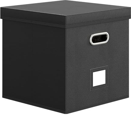 Soporte para discos – Caja de almacenamiento de discos de vinilo | Organizador de discos apilable | Caja de LP cubierta con tapa para exhibición de colección, almacenamiento de archivos de vinilo a
