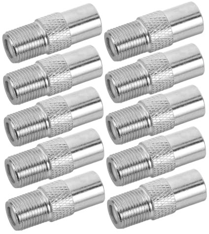 jojofuny 10pcs Connector to Coax Adapter Straight Male to Female Coaxial Connector for Cable Tv and Antenna Systems