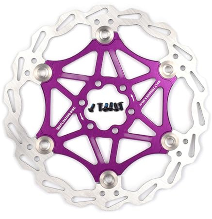 WANG TII DOO Fahrrad-Scheibenbremsscheibe, 180 Mm Fahrrad-Bremsscheibe, Schwimmende Mountainbike-Bremsscheibe Mit 6 Schrauben, Fahrradzubehör,Lila
