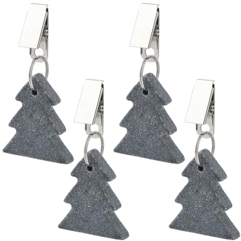 GORGECRAFT 4pz Pesi per Tovaglia Appendini Albero di Natale Pesanti Pendenti in Pietra Pesi per Tovaglia con Clip in Ferro Clip Tovaglia in Marmo Grigio Picnic Feste in Famiglia Giardino All'Aperto