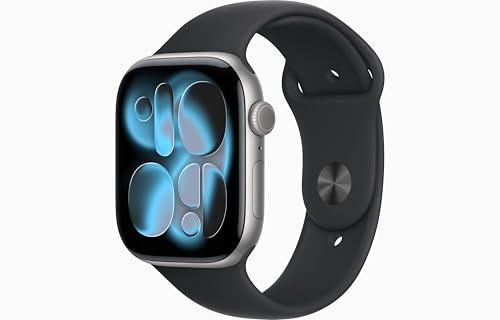 Apple Watch Series 11 [GPS, 46mm] Boîtier en Aluminium Gris Sidéral avec Bracelet Sport Noir, M/L (Reconditionné)