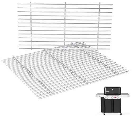 GFTIME 47,9 cm grillgaller 304 rostfritt stål för Weber Genesis II 300 & II LX 300 (från 2017) E/S 310 315 325 330 335 345, 7 mm rostfritt stål ersättning för 66095 6802 6805, 2 -bit