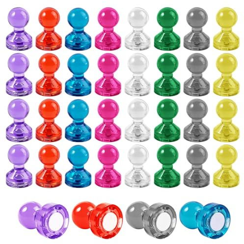 64 Pièces Aimants Tableau Magnétique,11 x 17 mm Petits Punaise Magnétiques