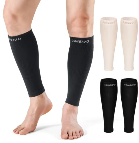 CAMBIVO Manchon Compression Mollet K1, Chaussettes de Compression Sans Pied | Bas de Contention 12-18 mmHg, Tissu Respirant, Maille Respirante, Support pour Course et Voyage Avion, Homme Femme