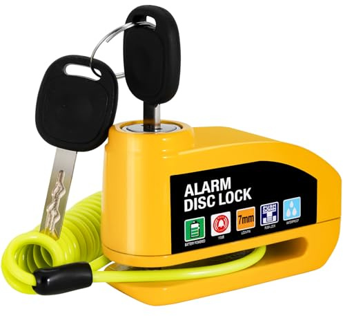Vemfay Blocca Disco Moto Allarme Sonoro 110DB, Serratura a Disco per Freni con Cavo di Richiamo da 1,2 m, Serratura Moto di alta Sicurezza per mo to, Ciclomotore, Bicicletta, Scooter