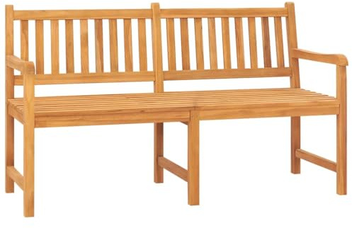HGFDCBK Panca da giardino in legno di teak, 3 posti, con tavolo, 150 cm, in legno massiccio, con tavolo pieghevole e braccioli, per terrazza