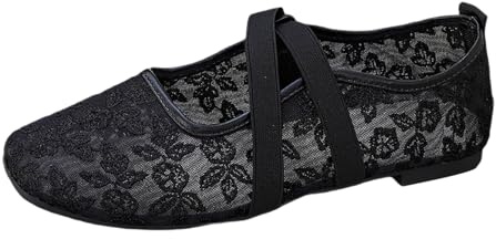 Chaussons Ballerines Plates à Lacets et Bout Ouvert, Style Danseuse élégante, Semelle Souple en Cuir pour Femme, idéales pour la Danse, Le Yoga ou Le Quotidien