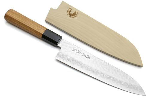 Yoshihiro VG10 46 Layers Hammered Damascus Santoku Japanese Multipurpose Chef Knife (Ambrosia Handle)