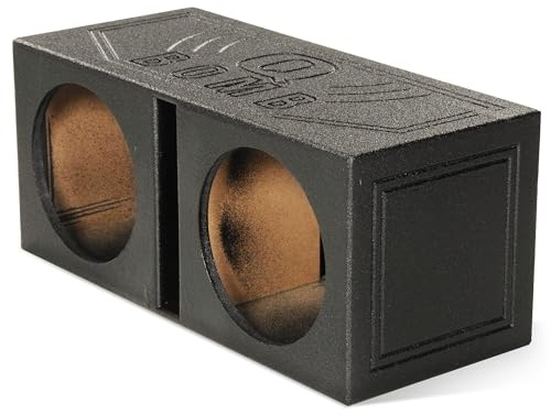 Q Power Dual 12 Inch Subwoofer Box, High-Performance Vented Speaker Enclosure, Black