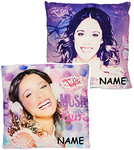 alles-meine.de GmbH 1 Stück Kissen - Violetta - incl. Name - Kuschelkissen - Schmusekissen/Sitzkissen - sehr weich - für Mädchen - Martina Stoessel - Reisekissen/Autoki..