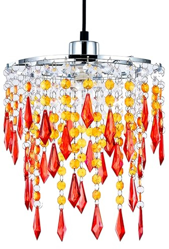 Innoteck Cherry Ceiling Chandelier Acrylic Light Shade – Sun Beam Orange – Easy-Fit Pendant Shade for Bedroom, Living Room & Hallway – Includes E27 to B22 Converter – Home Decorative Lamp Shade