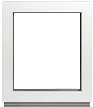 Finestra in plastica per finestre in vetro fisso, larghezza 105 x 110 cm, bianco, finestra con doppi vetri, per casette da giardino, garage, finestre, finestre in plastica di alta qualità, larghezza