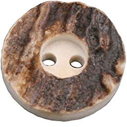 6 botones clásicos de cuerno de ciervo auténtico, 2 agujeros, fabricación alemana (20 mm)