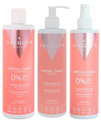 Válquer Professional Curly Method Pack Schampo 400 ml + Mask 290 ml + Balsam 300 ml Special lockar, lockigt hår, sulfatfria, saltfria perfekta lockar. Upp till 96% naturligt ursprung
