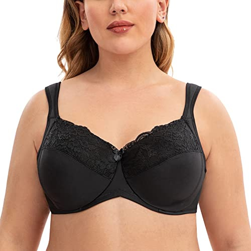 CASOLACE Donna Reggiseni Taglie Forti con Ferretto Minimizer Riducente Spalline Imbottite Schwarz 7E