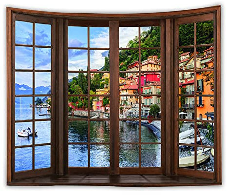 WANLIAN Wald-Wandteppich, Berg-Wandteppich, Orange, 150 x 150 cm (B x T), für Innen- und Außenbereich, Schlafsaal-/Wohnzimmerdekoration