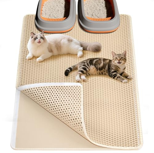 Ycozy Tappetino Lettiera Gatto Extra Grande 90 X 60 cm Tappeto Lettiera EVA Doppio Strato a Nido d'Ape Tappetino da Toilette per Gatti Impermeabile Facile da Pulire
