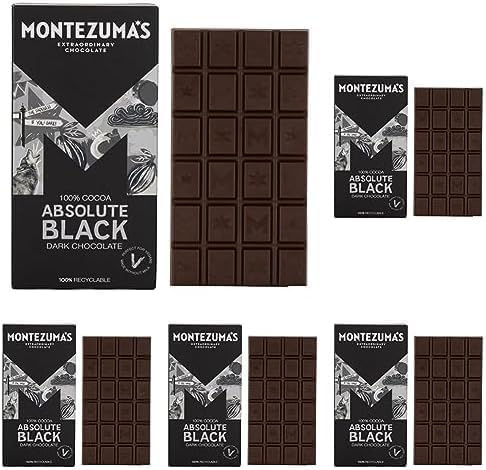 Montezuma's Absolute Black, 100% Cocoa, Dark Chocolate, Gluten Free & Naturally Vegan, 90g Bar (Pack of 5)