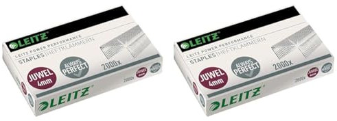 Leitz Juwel Heftklammern 4 mm, Box mit 2000 Stück, Verzinkt, 56400000 (Packung mit 2)