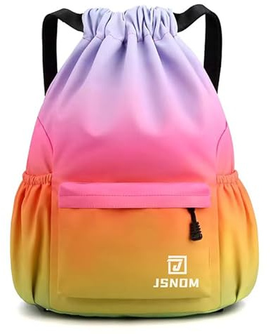 JSNOM Mochila Cuerdas Hombre Bolso Casual: Mochilas de Tela Cuerda Bolsa Gimnasio con Cordón Deporte Talega Saco Playa Para Viajes Deportiva Yoga Grande Gymsack Para Unisex Mujer (Arco iris)