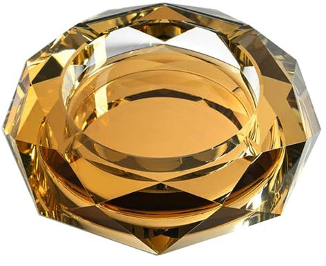 Cenicero de Cristal, Ceniceros de Vidrio Octagonales, Cenicero para Decoración de Mesa de Oficina en Casa, Fumador, Cenicero de Cigarros, Regalo para Hombres (Gold,12CM)
