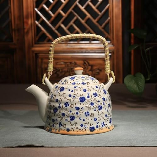 Home & Treat 900ml Vintage Floral Porcelain Tea Pot with Strainer | Colorful Handmade Ceramic Teapot | Household, Hotel, Resturent Gift Tea Serving Kettle
