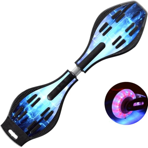 ERNAN Waveboard con Ruedas LED, Waveboard Infantil Street Surf Caster Torsion Skateboard Double Deck Casterboards for Niños/Adolescentes (Phantom Black)