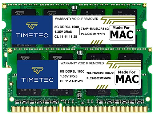 Timetec 16GB KIT(2x8GB) Compatible for Apple DDR3L 1600MHz for Early/Mid/Late Mac Book Pro(2011-2012), iMac(2011-2015), Mac Mini(2011-2012) MAC RAM