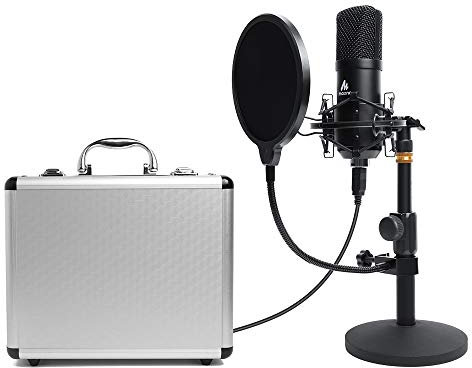 MAONO AU-A04TC Studio Table Top Microphone Kit including Pop Filter and Flight Case