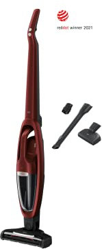 AEG QX7-ANIM 2in1 Akku Staubsauger / schlanke Bauform / Multi-Bodendüse / hochwirksam auf Teppichen / bis zu 50 min Laufzeit / 21,6 Volt / inkl. Tierhaardüse und Zubehör / freistehend / rot