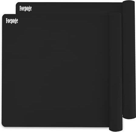 Foepoge 2pcs Silikonmatte Groß 71x51cm Weit Bastelmatte für Epoxidharz Handwerk Schmuckherstellung, Mehrzweck Arbeitsmatte Silikon Unterlage für Resin Gießharz, Tischset, Platzset, Tischmatte, Schwarz
