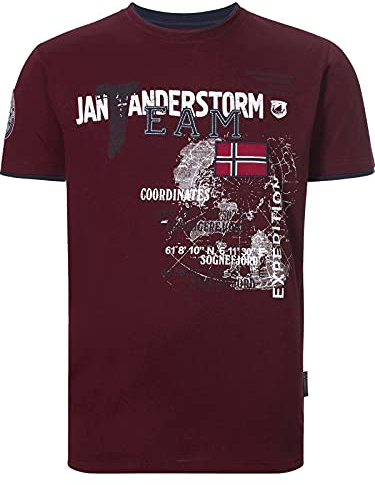 Jan Vanderstorm Maglietta da uomo Sölve, rosso scuro, 5XL